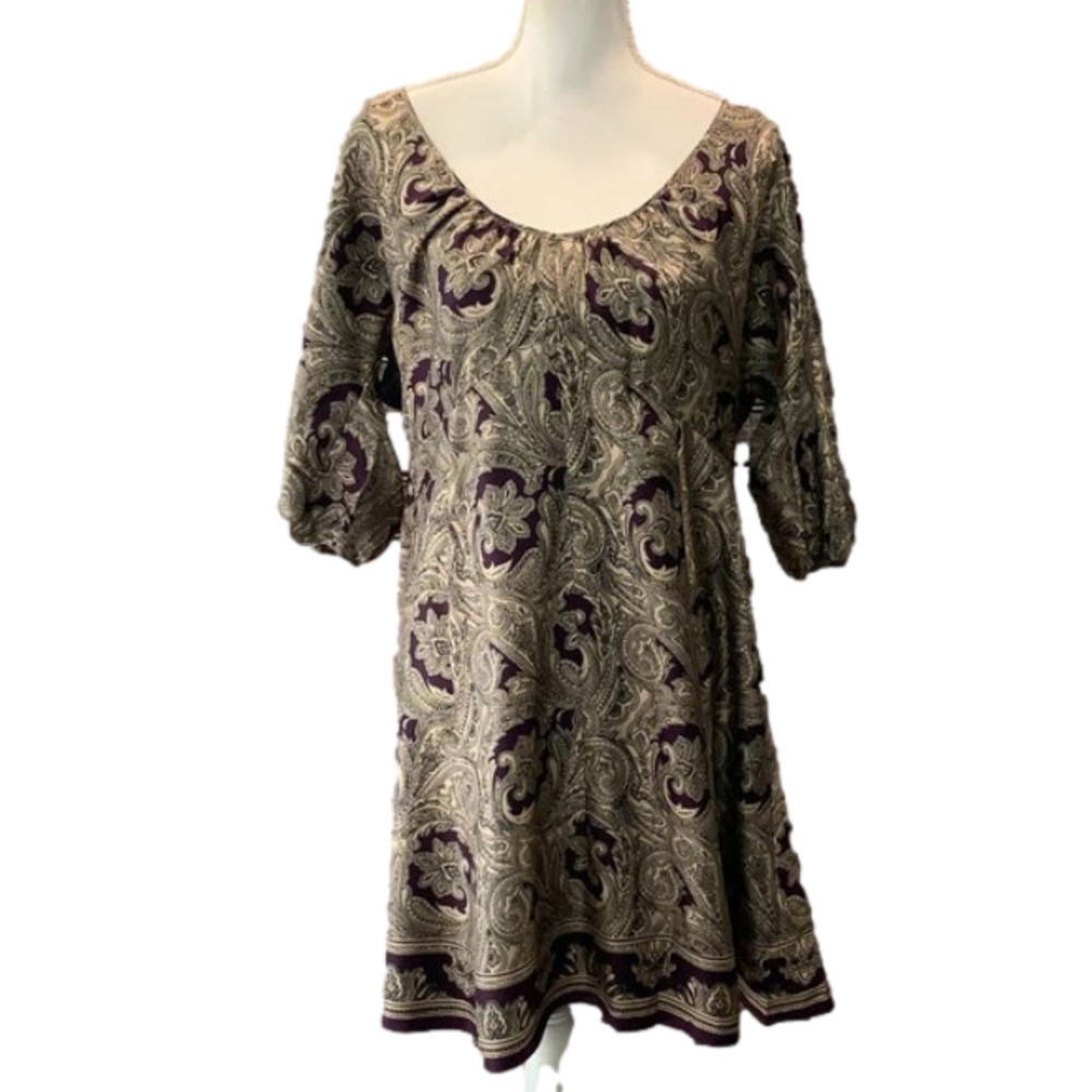 NINE WEST Paisley Pattern Silk Dress